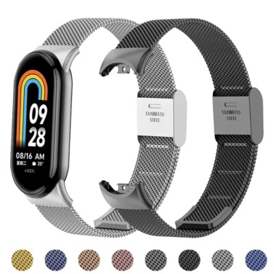 Mesh Stainless Steel Strap for Xiaomi Mi Band 9 8 Smart Bracelet Replacement