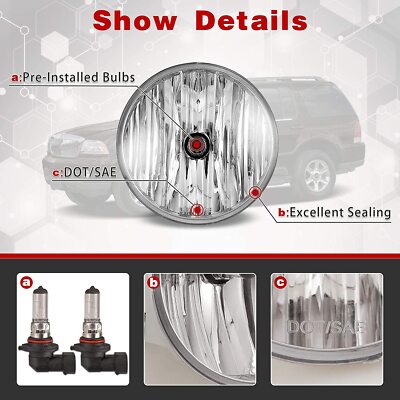 Pair Of Clear Fog Lights For Ford F-Series (2001-2004) – Halogen, DOT/SAE Approved