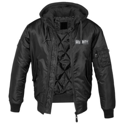 MA1 Bomberjacke mit Kapuze gefüttert Winter Version SECURITY Firma Türsteher Sec