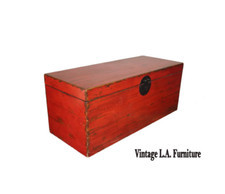 LH26  Oriental Chinese Style Red Decorative Storage Box  14"Hx34"