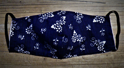 Behelfsmaske Face Cover Maske Einheitsgröße Marine Floral 100% Baumwolle