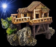 TOP Aquarium Deko 🍀 PFAHL HAUS 🍀 auf Felsen Höhle Terrarium Dekoration Zubehör