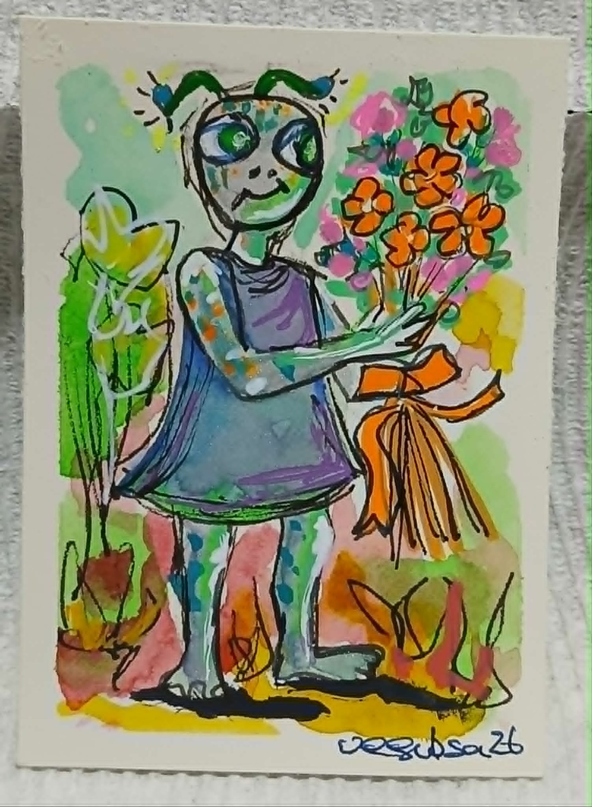 The Anomalous Family — Alien Chameleon Folk Celebrating Mother’s Day • OOAK