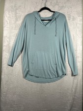 Lou Grey Womens Light Blue Hooded Long Sleeve Pullover Sweatshirt M