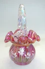 Fenton Family Signature Series 3127-NG Star Flower Cranberry Pearl Basket w/Box