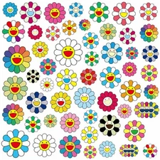 50Pcs Vinyl Sticker Pack Takashi Murakami Flower Rainbow Skateboard Laptop Decal