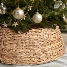 5-Piece Rattan Christmas Tree Collar - 26" Rustic Farmhouse Tree Skirt- Xmas