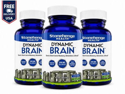 3-Pack Dynamic Brain Supplement 180 Capsules Memory Focus Clarity, EXP 10/2028