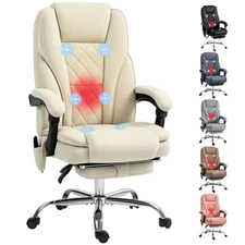 Vinsetto Massage Office Chair, Heated Reclining Desk Chair with Footrest