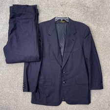 Brooks Brothers Wool Suit Mens 42 Reg Navy Blue Micro Check 2 Button Made in USA