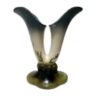 Hull USA Woodland DBL Bud W 15  Floral Vase In Great Condition 9" Tall Grn. Base