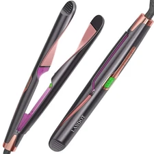 Landot HS168 2-in-1 Twist Iron Curler/Straightener - BLACK/PINK