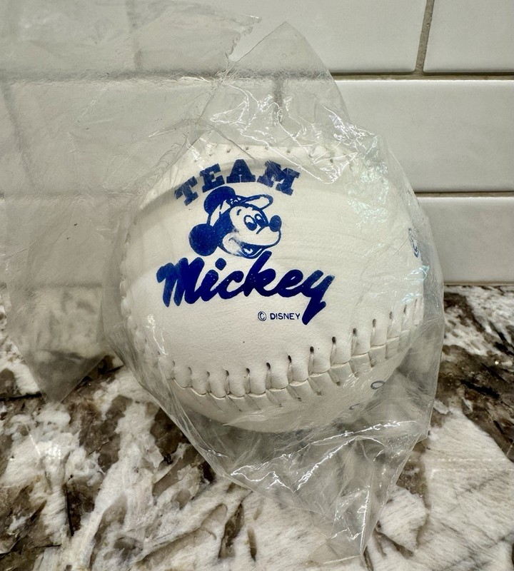 ~WALT DISNEY~ Team Mickey Printed Softball with Signatures ~NEW~ Pluto Goofy