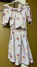 LIZLISA Pink Floral Plus Size Set with Asymmetric Skirt for Women Japan