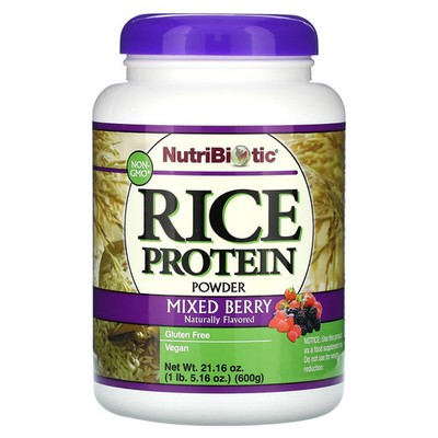 2 X NutriBiotic, Rice Protein Powder, Mixed Berry, 1 lb. (600 g)-Worldwide