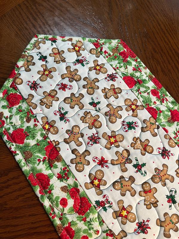 Handcrafted-Quilted Runner-Run, Run as Fast ...Can- Gingerbread Man-NEW 6/2026
