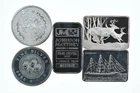 Lot 5 VINTAGE 1 Oz Silver Bars/Rounds Art Bars Collection Poured .999 *451