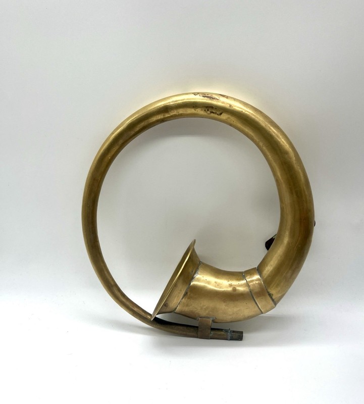 Vintage Brass Auto Car Horn Circular No Bulb Original Patina Bracket India