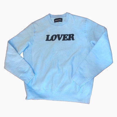 Bianca Chandon Lover Blue Graphic Logo Crewneck Fleece Cotton Sweatshirt M