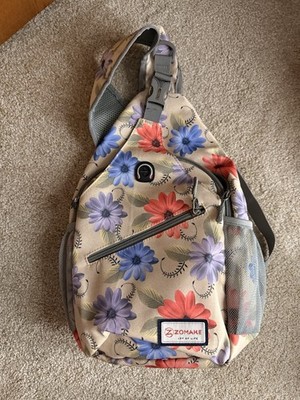 ZOMAKE ultra-lightweight packable sling bag with a colorful floral pattern.