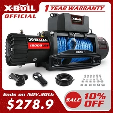 X-BULL 12V 12000LB Synthetic Rope Electric Winch Wireless Remote Jeep Waterproof