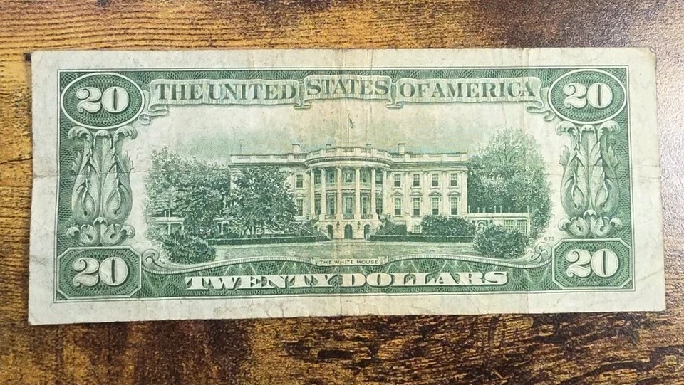 Billete de 20 dólares de la Reserva Federal serie 1950 circulado Foto 2 de 4