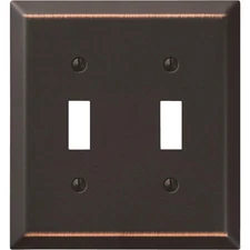 Amerelle Century Antique Bronze 2 gang Stamped Steel Toggle Wall Plate