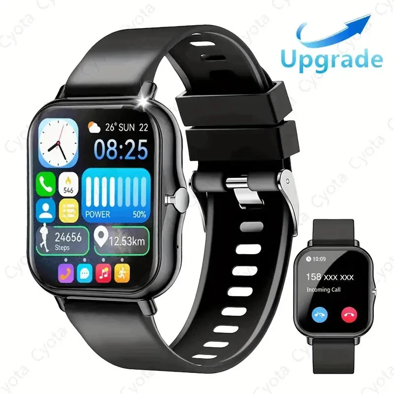 Y13 Smart Watch 1.69" Full Touch Color Screen Fitness Tracker Bluetooth Call BLK