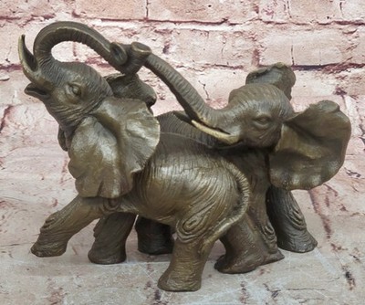 Angebot Wildtiere Afrikanischer Elefanten Bronze Statue Skulptur Liebende Kunst