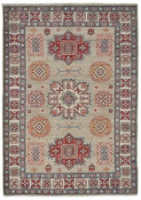 Hand-Knotted Kazak Geometric Modern Design Oriental Carpet Pakistan Rug 4X6