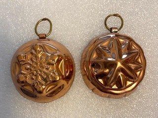 Vintage Lot Miniature Star Snowflake Copper Jelly Jello Mold 2pc Set 2” EXC!