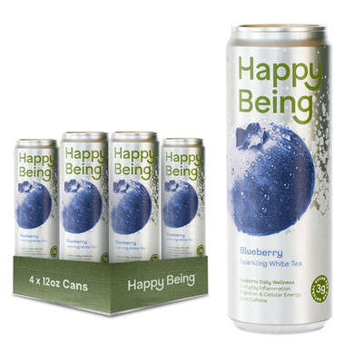 Happy Being Blueberry Sparkling White Tea Antioxidant Polyphenol Rich Infused
