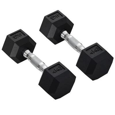 HOMCOM Hexagonal Dumbbells Kit Weight Lifting Exercise for Home Fitness 2x4kg