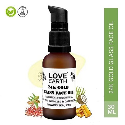 Love Earth 24K Gold Glass Face Oil for Skin Brightening Anti-Aging 30ml