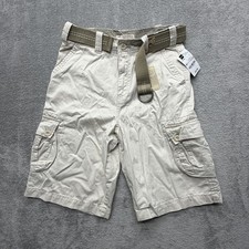 Arizona Jean Company Shorts Boys 12 Beige Cargo Twill Belted School Pockets