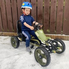 HOMCOM Go Kart Tretauto Kinderfahrzeug Pedalfahrzeug mit Handbremse Kinder Grün