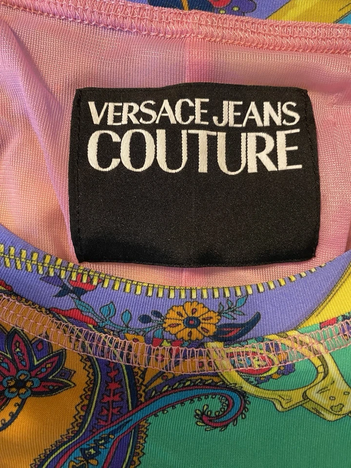 Vestido Vaina Versace Jeans Couture 2019 Rosa Azul Medusa 36 38 40 0 2 4 XS S Foto 4 de 4