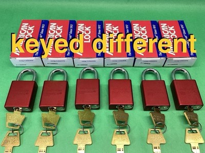 x6 American Lock A1105 RED KEYED DIFFERENT 1100 Series Aluminum Padlock LOT OF 6