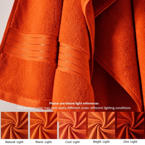 Burnt Orange Bath Towel Set for Bathroom Turkish Cotton Thick Soft Absorbent ... - Picture 7 of 7