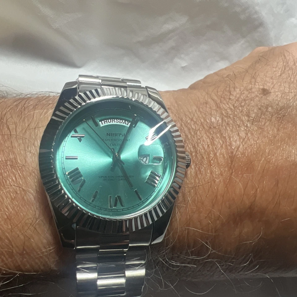 Design clássico NIBOSI, azul marinho, resistente à água, dia/data, número romano, masculino’s - Imagem 2 de 4