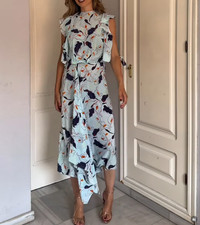 Vestido Zara azul cielo viscosa estampado