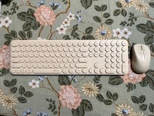 UBOTIE Beige Wireless Keyboard  Mouse Bundle QWERTY English
