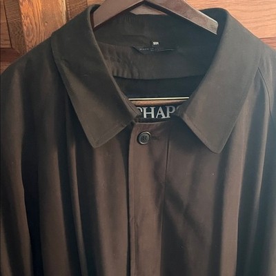 Chaps est 1978 Men's Trench Coat Black 50R  Weatherproof removable lining