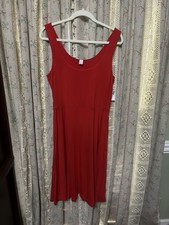 Old Navy Red Sleeveless Dress Large Fit Flare Stretch Rayon NWT