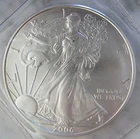 2006 Uncirculated Silver American Eagle w/COA ~ .999 Pure Silver