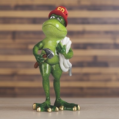 7.75''H Frog Fireman Figurine Ornament Home Decor Unique Gift