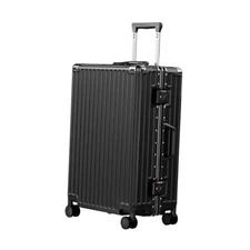  Luggage PC+ABS Aluminum Frame Zipperless 24-Inch(Upgraded TSA Lock) Black