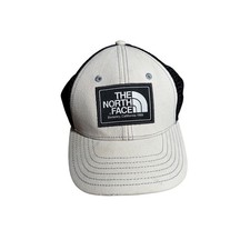 The North Face Youth Trucker Hat Cream Black Mesh Snapback Logo Patch Cap School