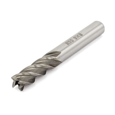 8 x 8mm, Straight Shank, HSS, 4-Flute End Mill