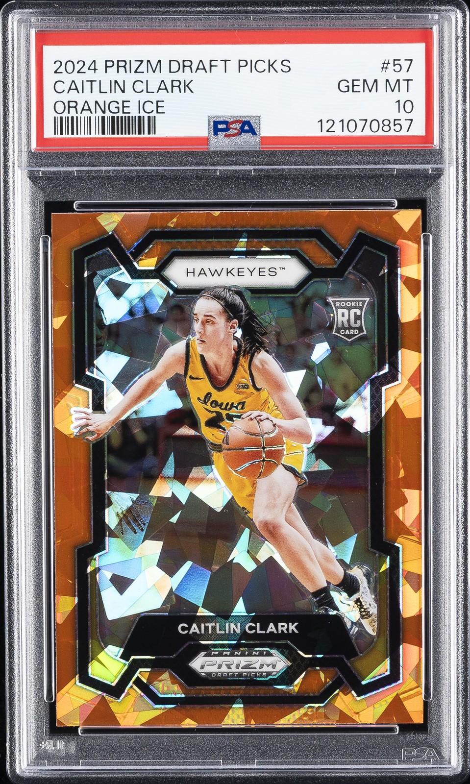 2024 PANINI PRIZM DRAFT PICKS ORANGE ICE #57 CAITLIN CLARK PSA 10